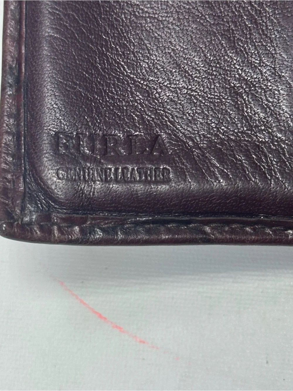 Furla Vintage Brown Croc Embossed Leather Small Bifold Wallet Snap Zip